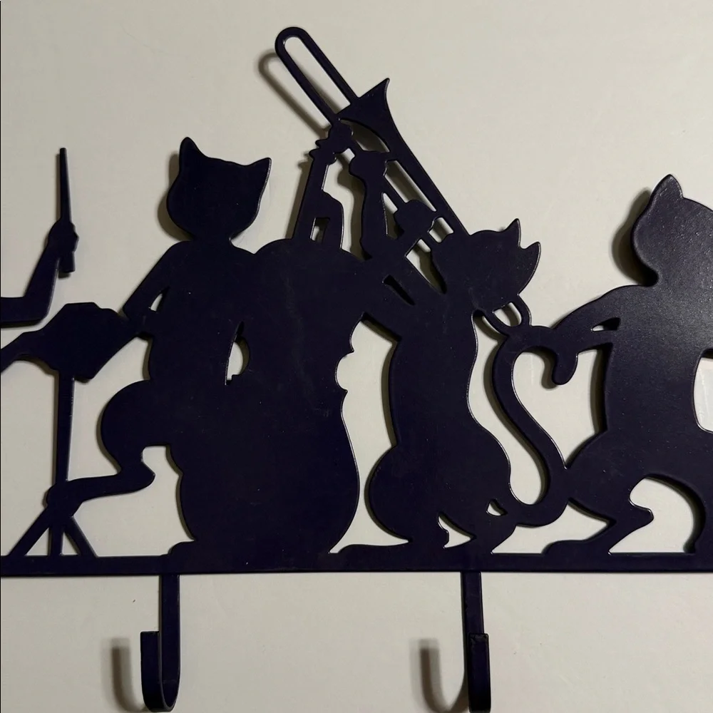 Vintage Black Cat Orchestra Wall Hook Rack - Decorative Home Wall Decor